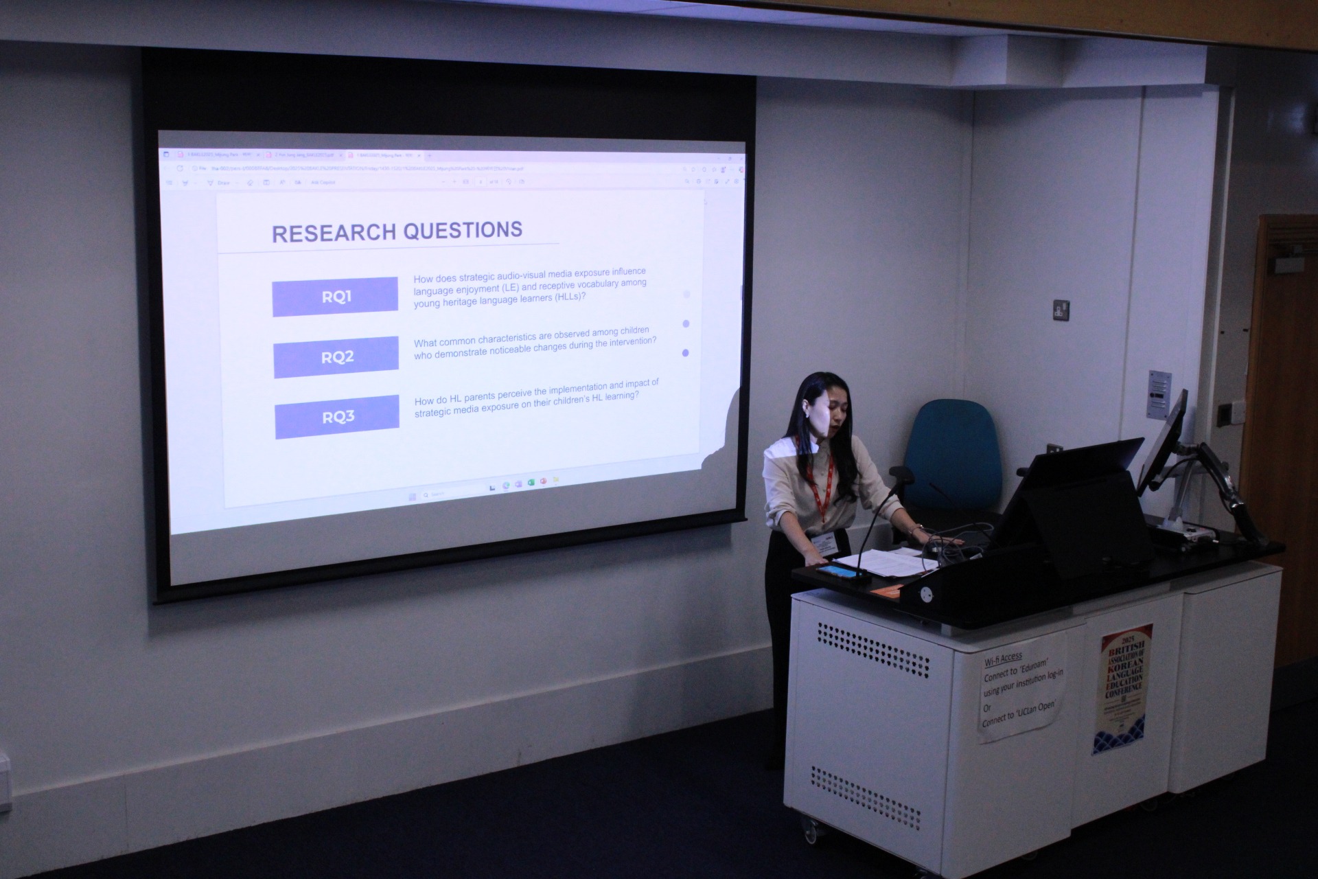 Vivian presenting at the BAKEL conference